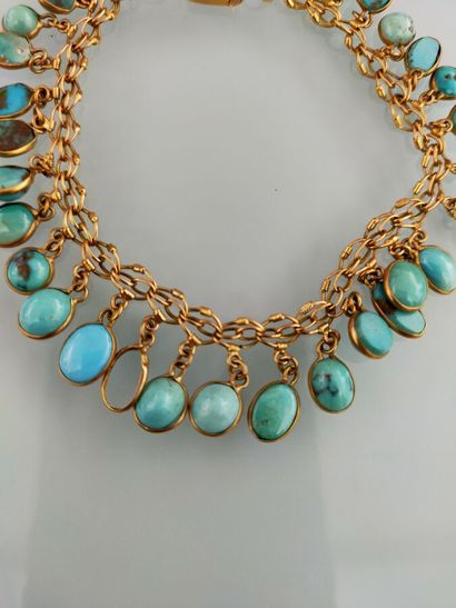 18k yellow gold bracelet set with turquoise...