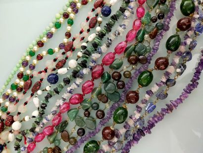 Lot of hard stone necklaces
