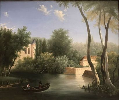 École française XXe
Paysage à la barque
Huile...