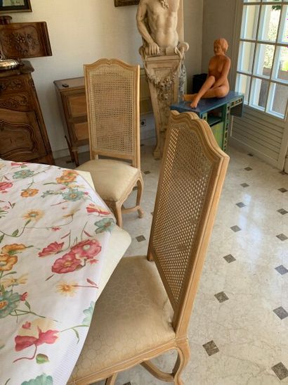 Six high-back caned chairs 