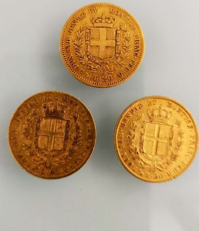 3 coins of 20 gold Lira, Italy

Selling expenses...