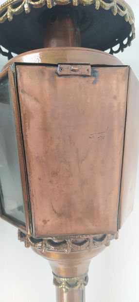 Pair of car lanterns in copper with eagle...