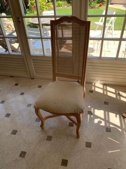 Six high-back caned chairs 