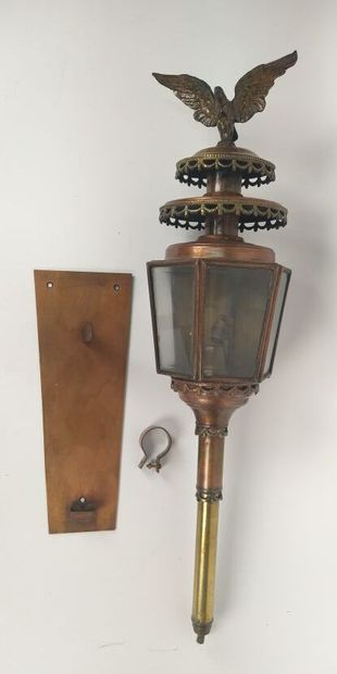 Pair of car lanterns in copper with eagle...