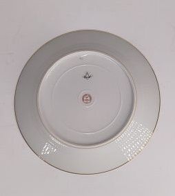 SEVRES
Three porcelain plates with blue marli...