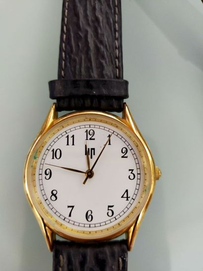 LIP 
Three Men's watch in gilded metal, leather...