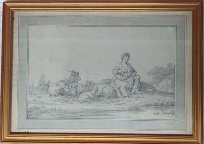 Set of two drawings, one representing a mother...