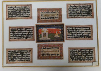 INDE
Ensemble de huit pièces encadrées avec...