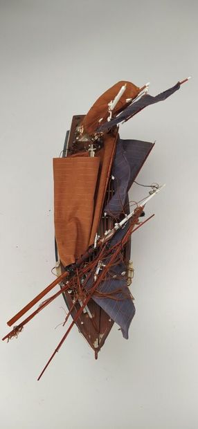 Antique model of a boat in a suitcase 
Height...
