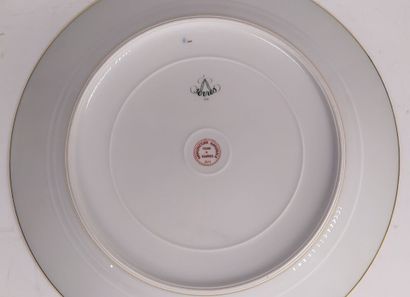 SEVRES
Three porcelain plates with blue marli...