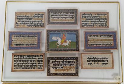 INDE
Ensemble de huit pièces encadrées avec...