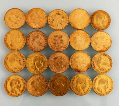 10 coins of 10 Francs gold, France
(worn...