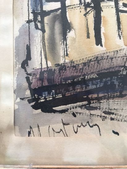 École moderne
Le marché 
Encre et aquarelle
Haut....