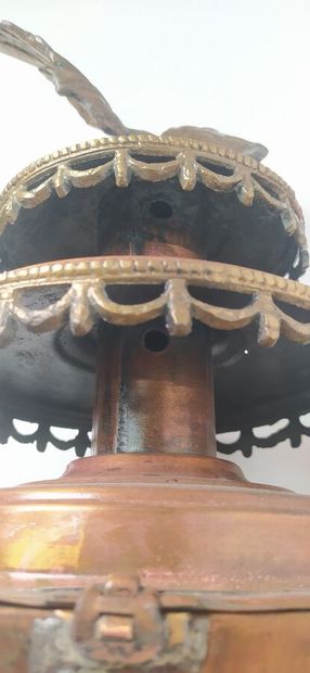 Pair of car lanterns in copper with eagle...