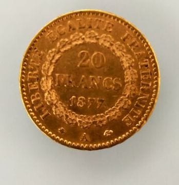 20 francs gold coin France 1877
weight: 6.44g

Selling...