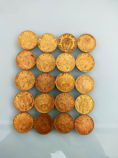 20 coins of 20 gold Mark, Germany
(worn and...