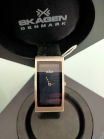 SKAGEN
Two rectangular metal men's watches...