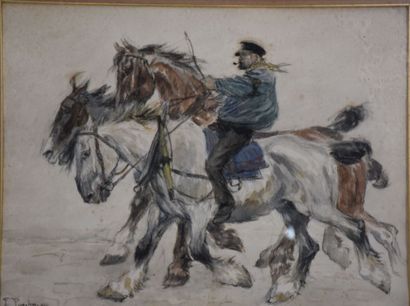 PUECHMAGRE Frédéric (?-1914)
Rider, 
watercolor...