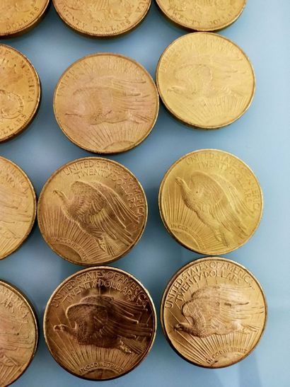 20 coins of 20 gold dollars, USA
(worn and...