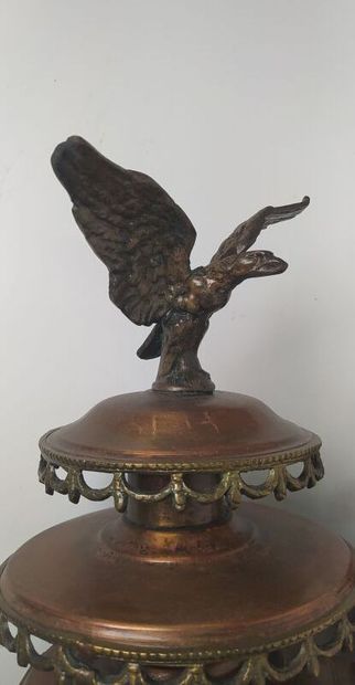 Pair of car lanterns in copper with eagle...