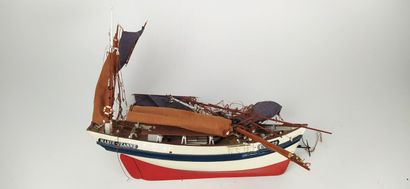 Antique model of a boat in a suitcase 
Height...