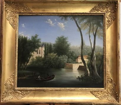 École française XXe
Paysage à la barque
Huile...