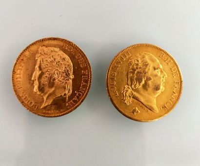 2 coins of 40 Francs gold, France
1835 and...