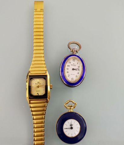 Set of 2 neck watches and metal wrist wa...