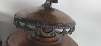 Pair of car lanterns in copper with eagle...