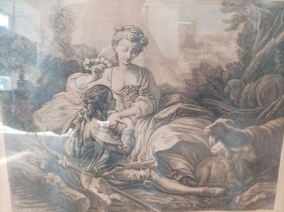 A la manière du XVIIème, femme, gravure encadrée
44,5...