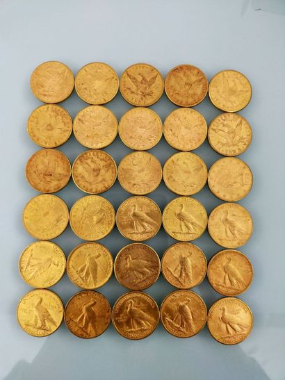 30 pieces of 10 gold dollars, USA
(worn and...