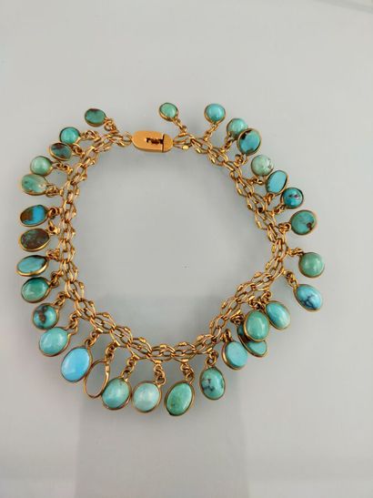 18k yellow gold bracelet set with turquoise...