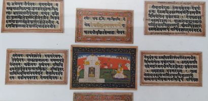 INDE
Ensemble de huit pièces encadrées avec...