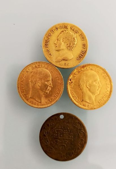 Lot of 3 gold coins : 
- 1 coin of 20 gold...
