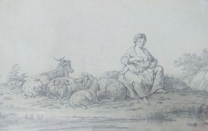 Set of two drawings, one representing a mother...