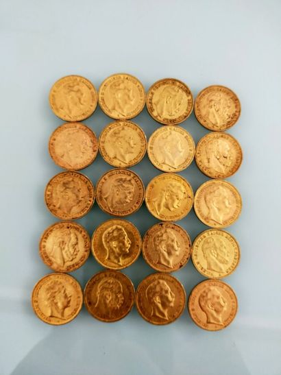 20 coins of 20 gold Mark, Germany
(worn and...