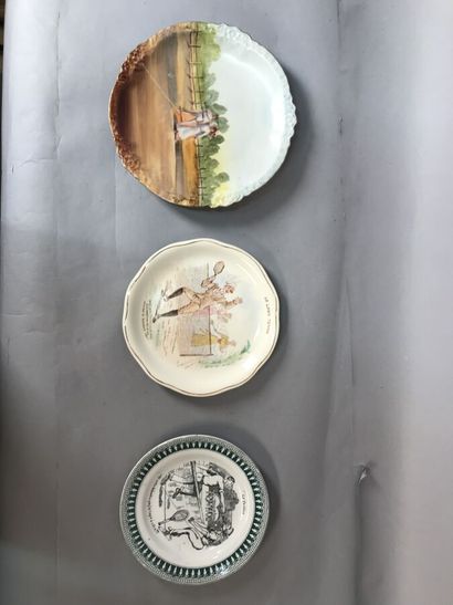 [tennis] three ceramic plates decorated with...