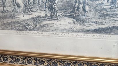 Lot of two engravings representing historiated...