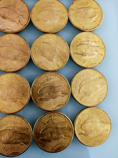 20 coins of 20 gold dollars, USA
(worn and...