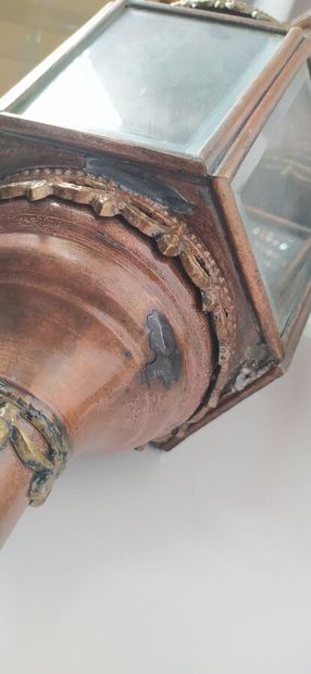 Pair of car lanterns in copper with eagle...