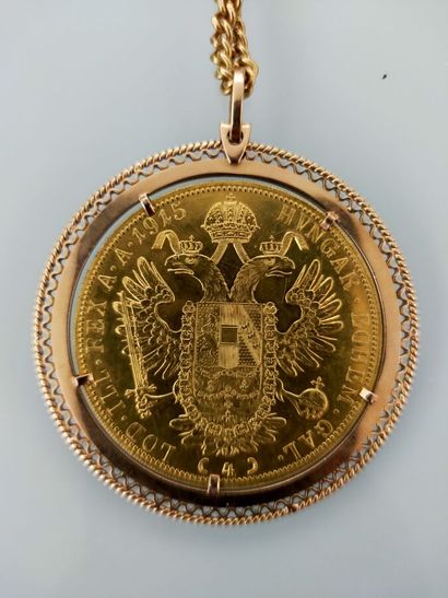 Coin FRANCOIS AUTRICHE mounted in 18 K yellow...