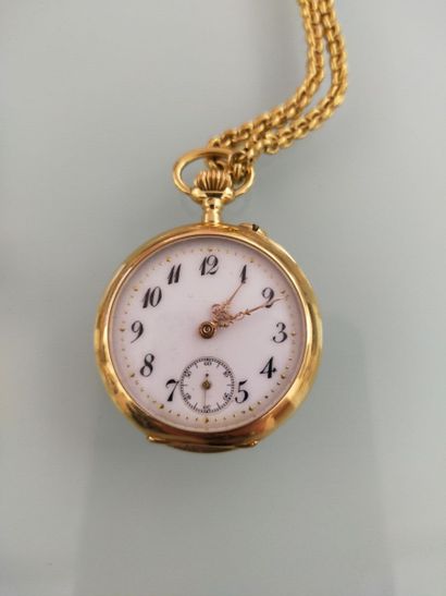 Neck watch and its chain in 18k yellow gold
Gross...