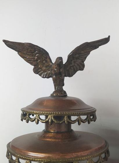 Pair of car lanterns in copper with eagle...