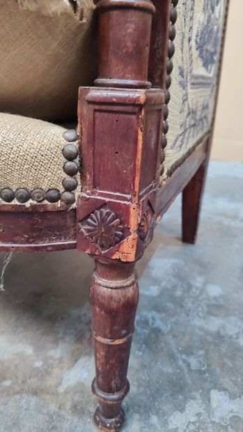 Directoire-style armchair in molded and carved...