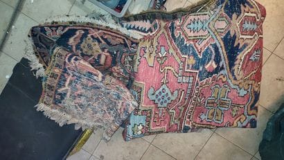 Wool carpet with stylized plant decoration,...