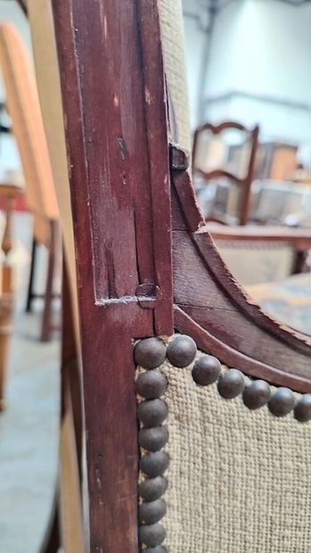 Directoire-style armchair in molded and carved...