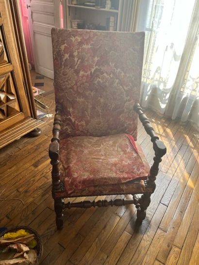 Louis XIII style high-back armchair