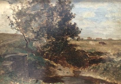 19th century school 
Landscape
Oil on panel
Height...