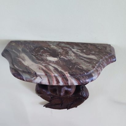 Pair of wall brackets in carved wood decorated...