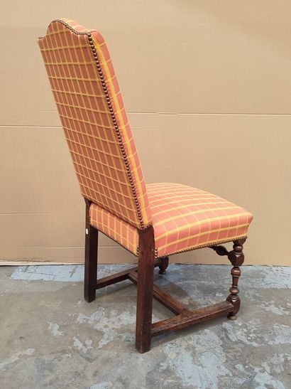 Louis XIII-style wooden chair with high back,...